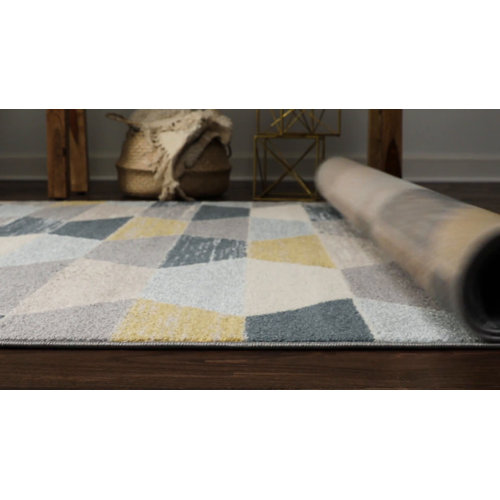 Well Woven Mystic Maddox Blue/Grey/Yellow Modern Geometric Rug